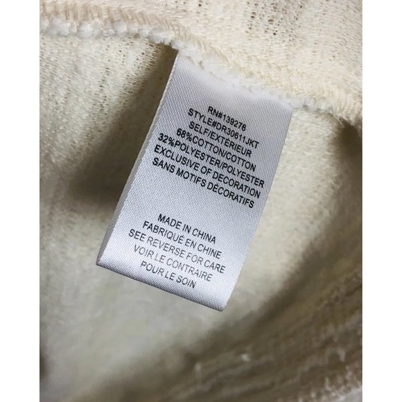 Size Small DR2 by Daniel Rainn CREME IVORY OPEN FRONT TEXTURED JACKET W/POCKETS‎ - Picture 7 of 8